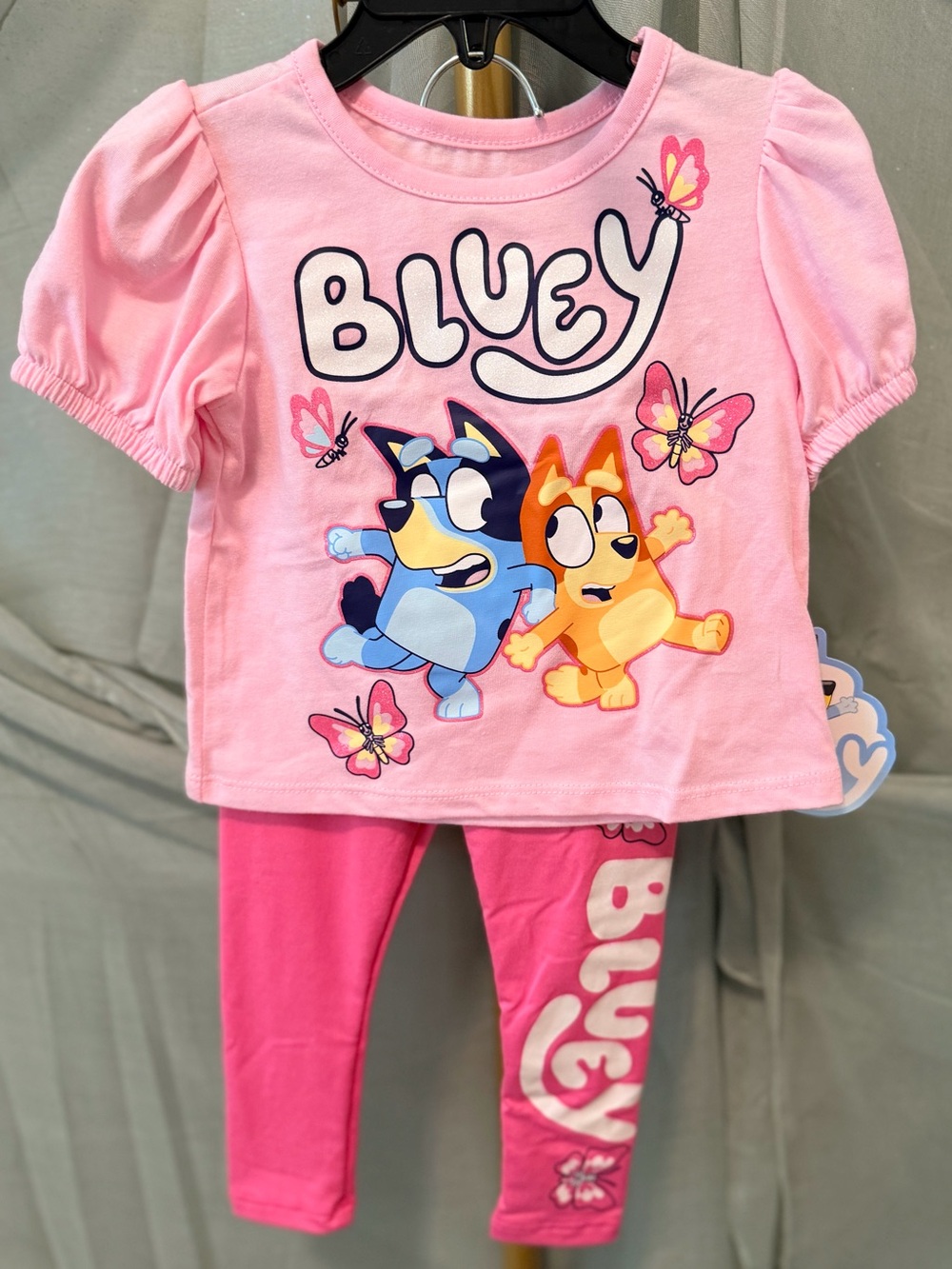 Bluey Pink Cartoon Character Tee and Leggings Set